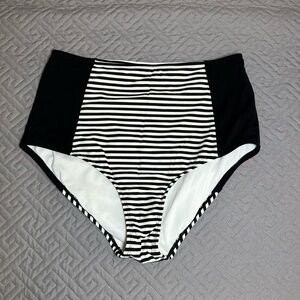 Athleta Striped Bikini Bottom Size Large